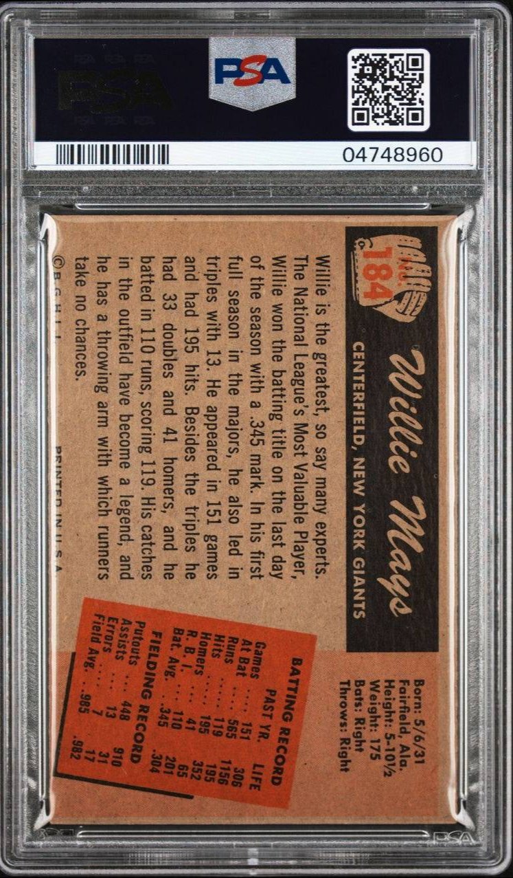 1955 Bowman Willie Mays #184 PSA 8