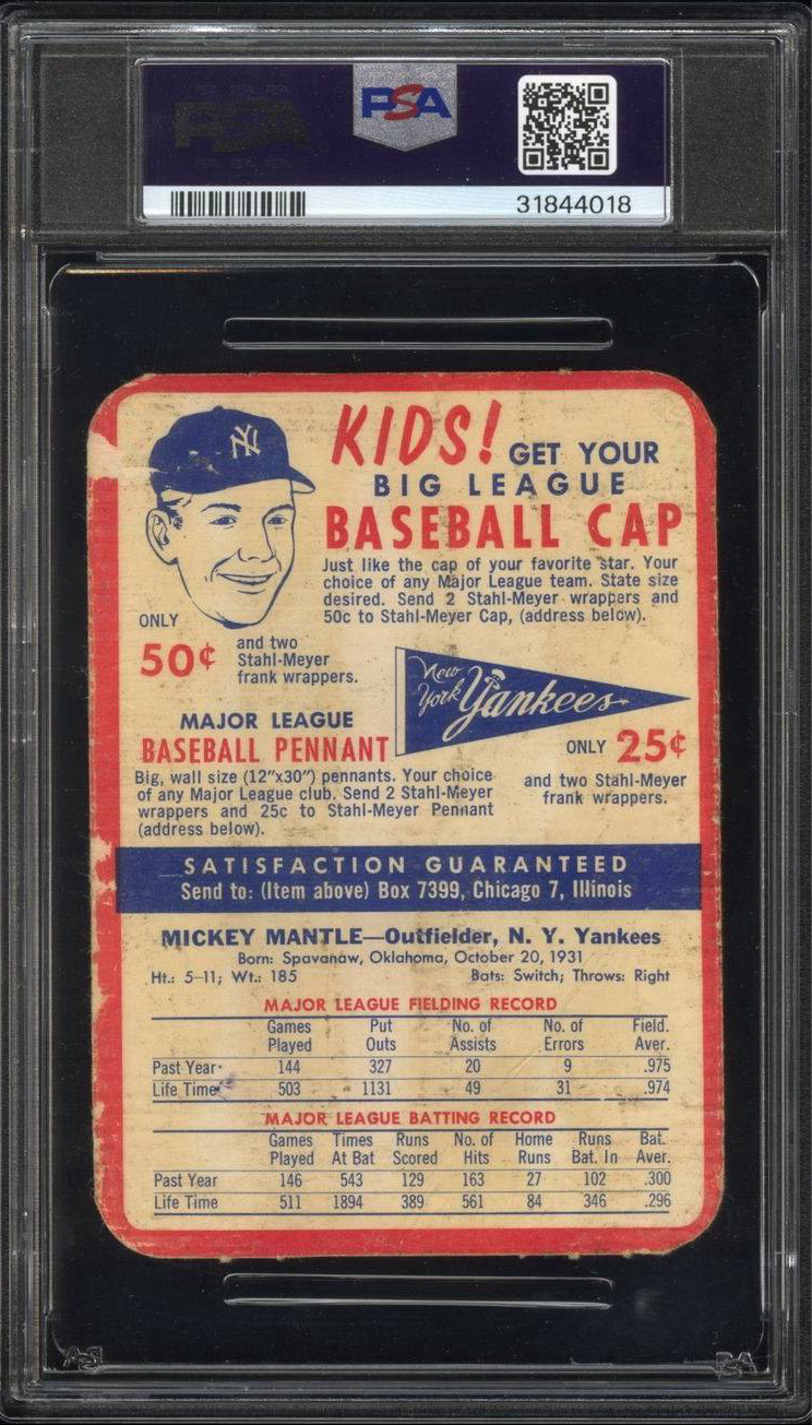 1955 STAHL-MEYER
MICKEY MANTLE PSA 1