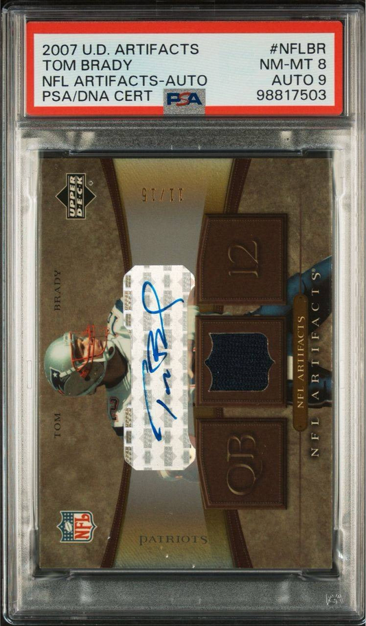 2007 U.D. ARTIFACTS TOM BRADY NFL ARTIFACTS-AUTO PSA 8/9