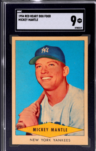 1954 Red Heart Mickey Mantle #18 SGC 9