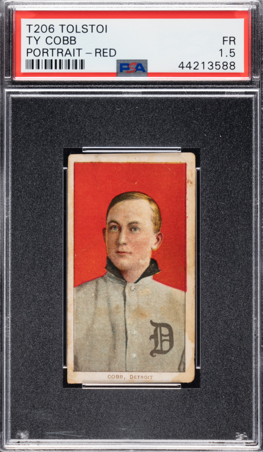 1909-1911 T206 Tolstoi Back White Border Ty Cobb Portrait Red - PSA 1.5