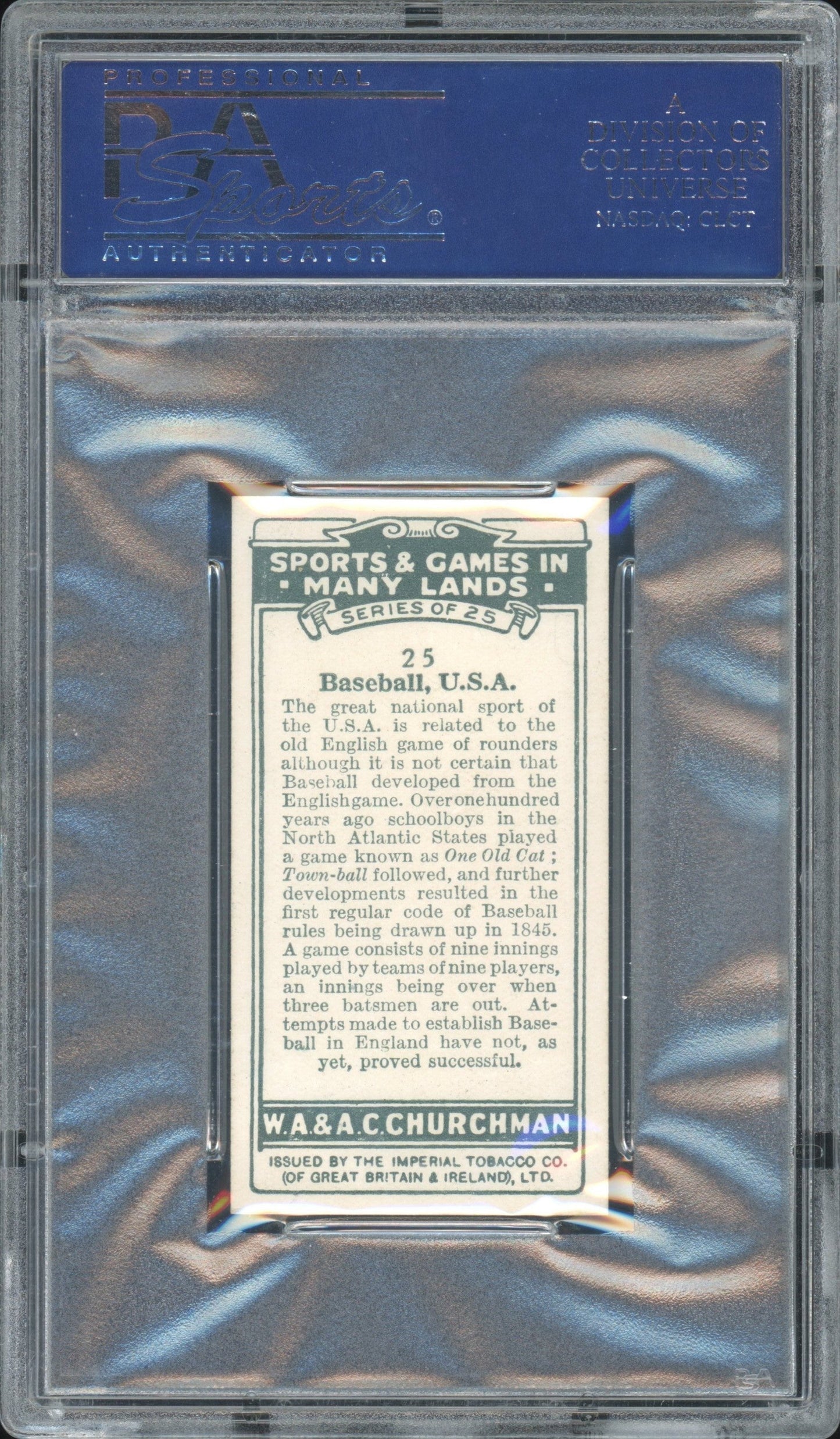 1929 WA & AC Churchman Baseball U.S.A. Sports and Games Babe Ruth #25 PSA 8