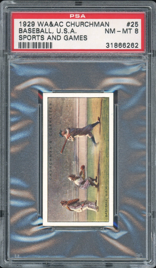 1929 WA & AC Churchman Baseball U.S.A. Sports and Games Babe Ruth #25 PSA 8